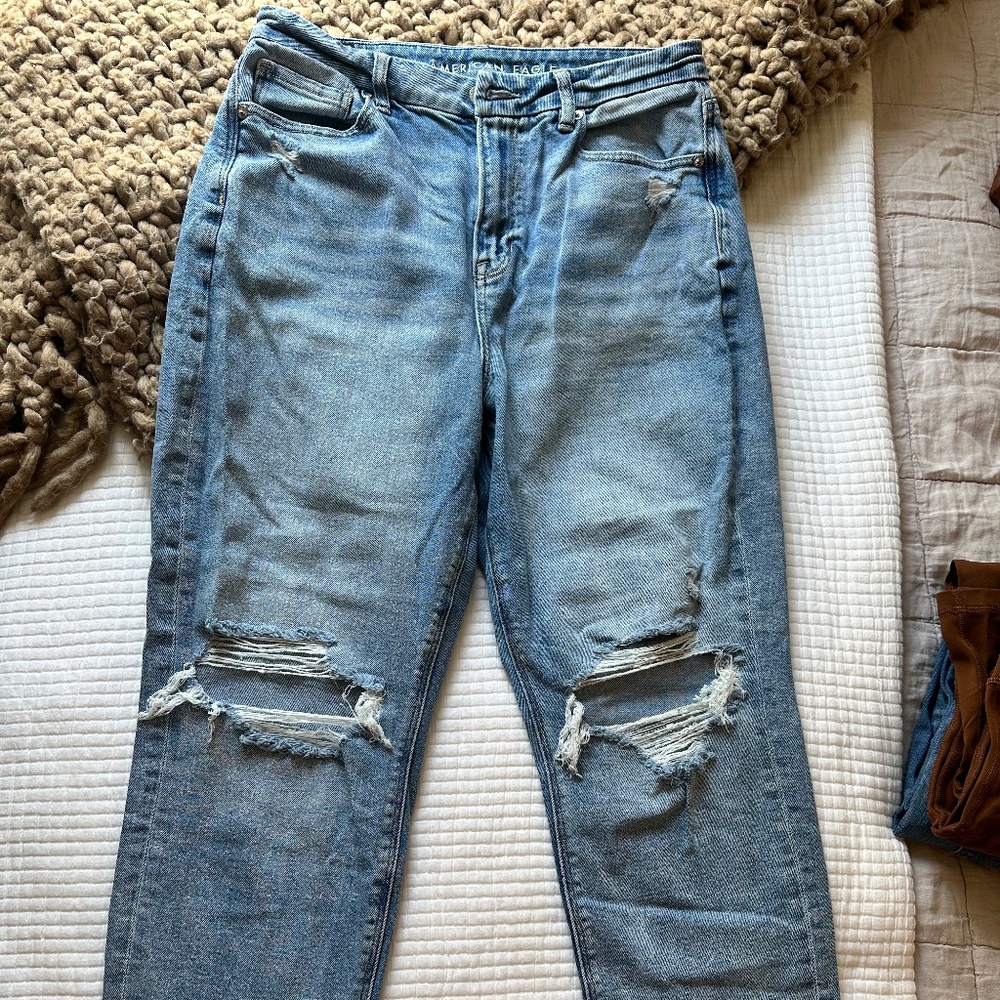 American Eagle Outfitters Curvy Mom Jean, Size 10 Short, Blue